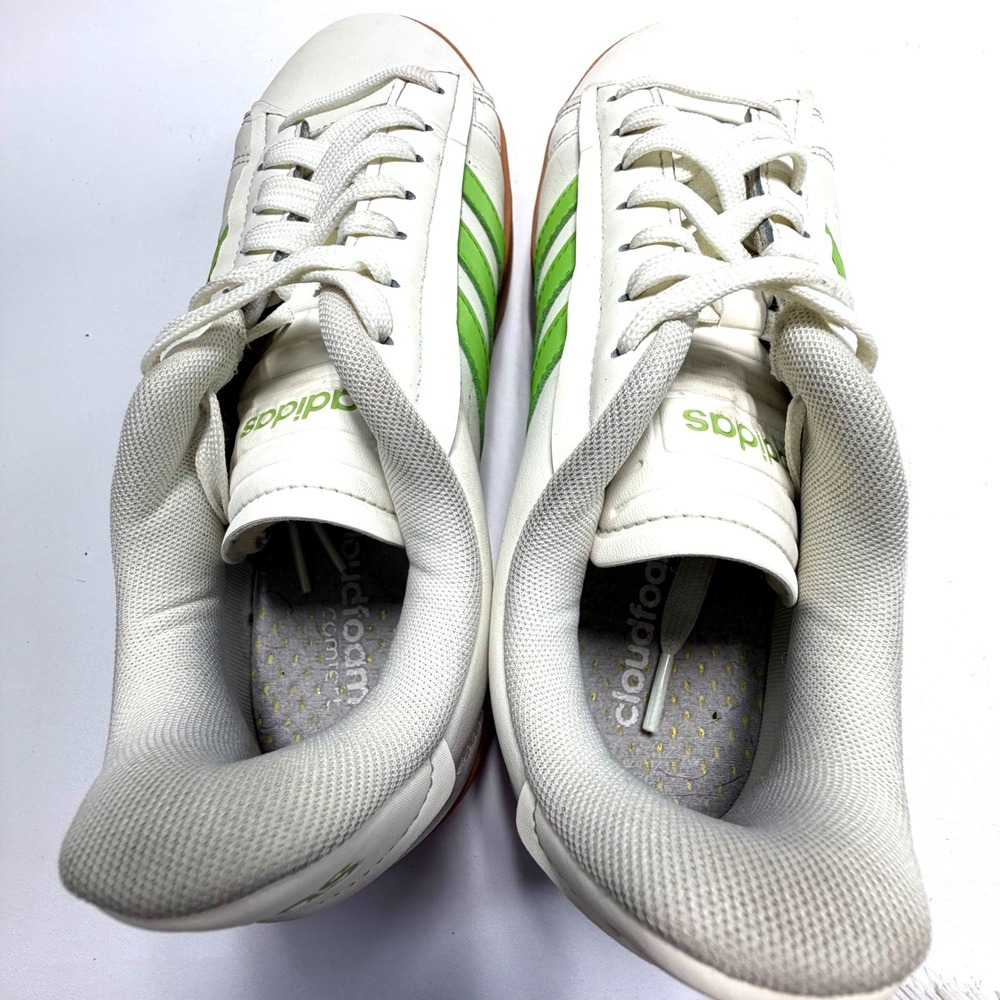 Adidas Court Sneakers White Green Gum Sole Leather Womens 7.5 - Picture 7 of 8
